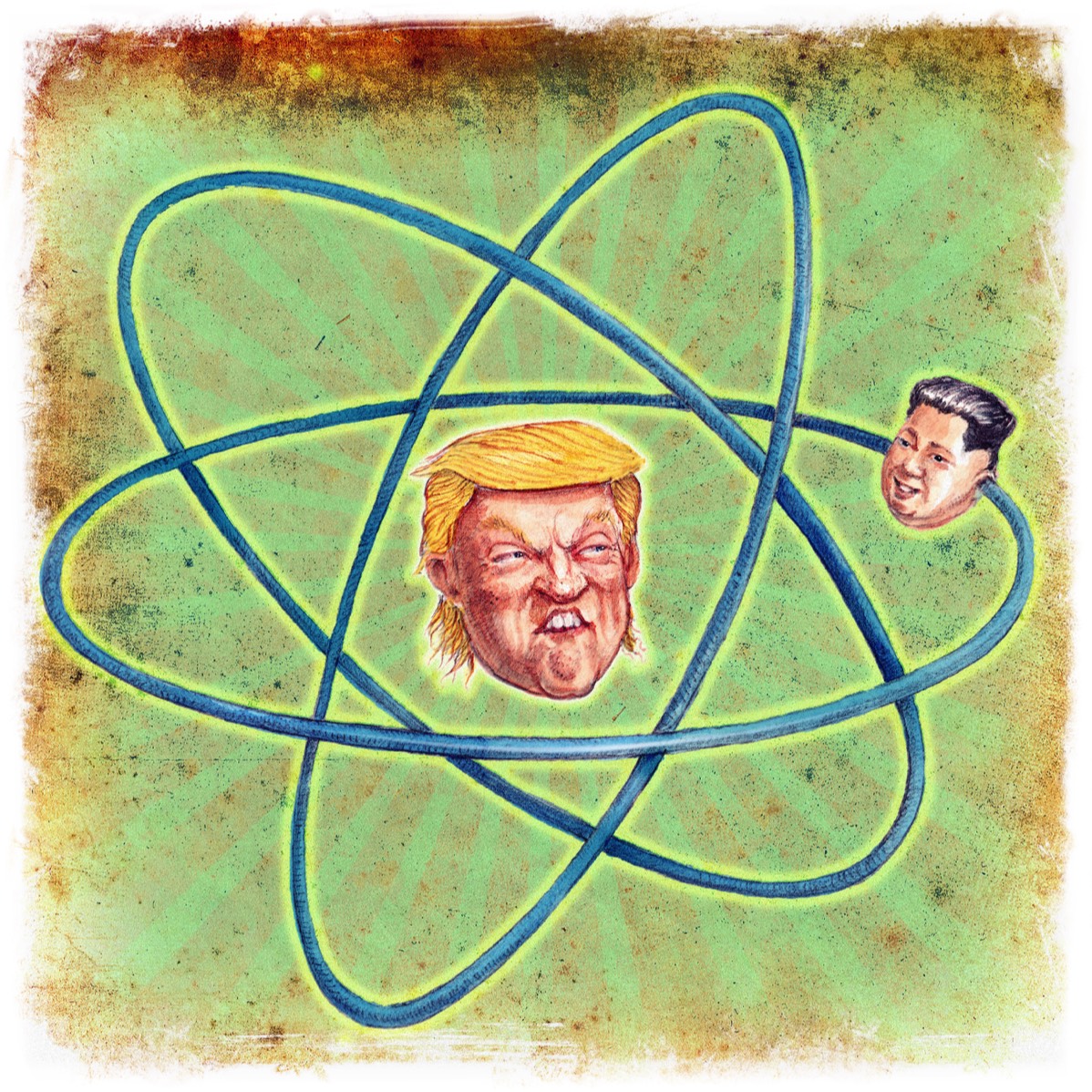 Trump Talks Nukes With Un • Pencil with Watercolor and Digital