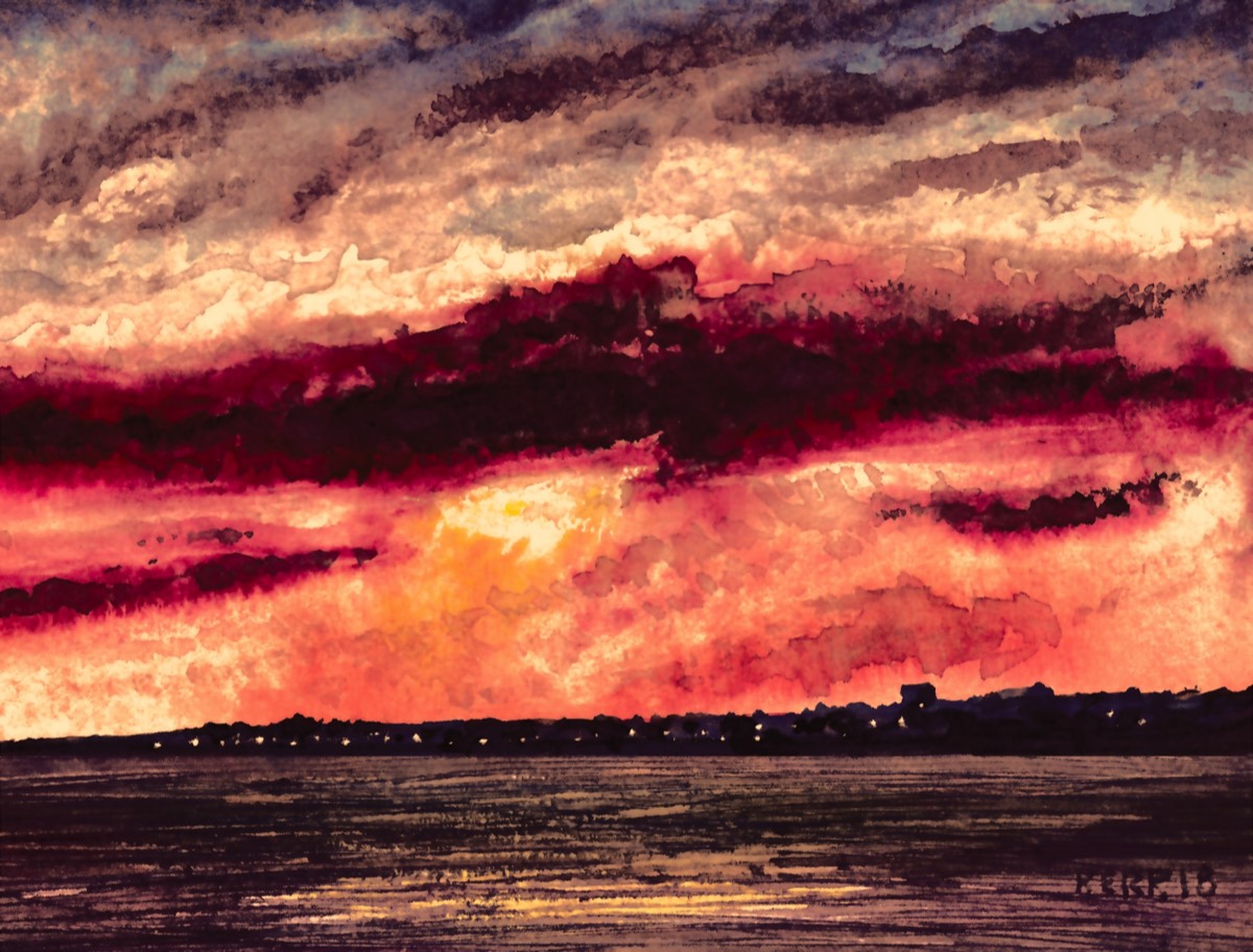 Sandy Hook Sunset • Watercolor