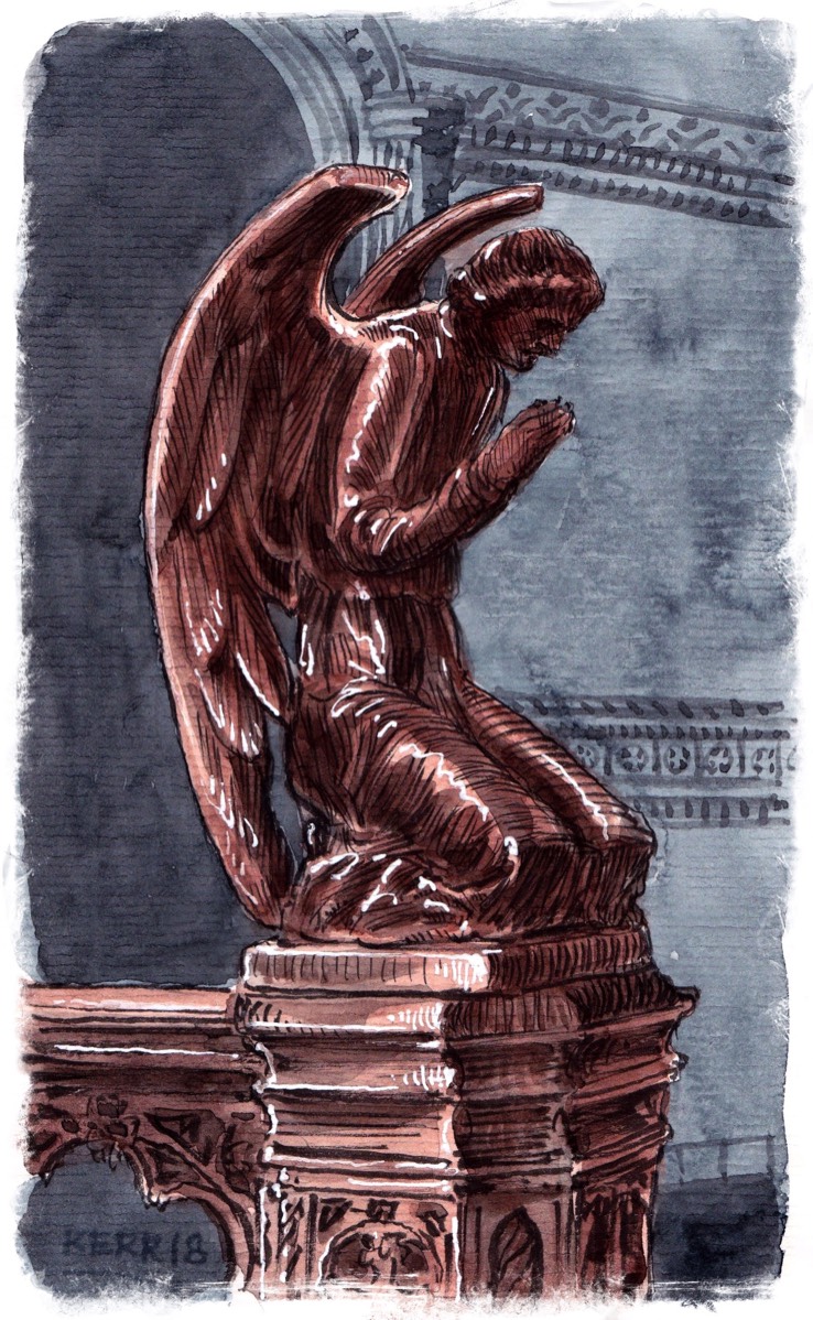 Wooden Angel • Watercolor & Brushpen