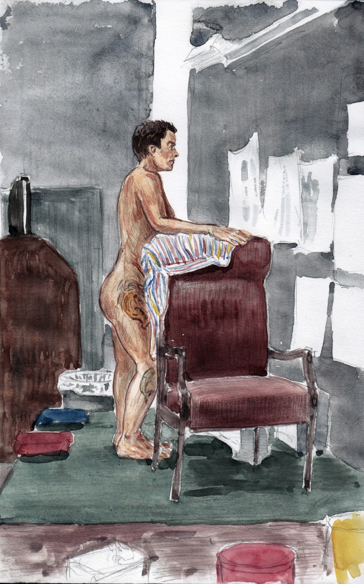 Study of Model with Chair • Watercolor & Pencil