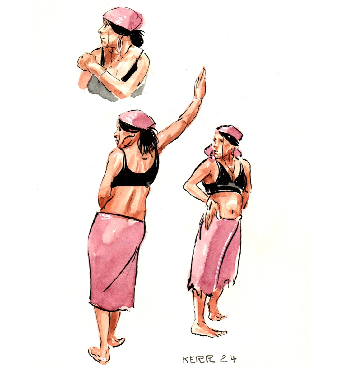 5-minute Studies * Brush Pen & Watercolor